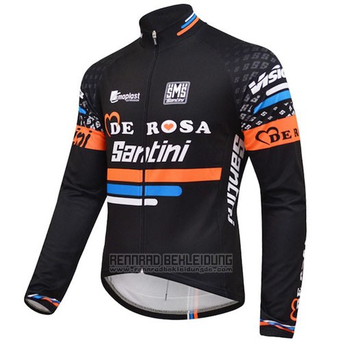 2015 Fahrradbekleidung De Rose Shwarz und Orange Trikot Langarm und Tragerhose